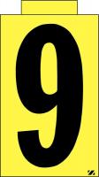 21JM62 Number Label, 9, Black/Yellow, PK 25