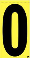 21JN98 Number Label, 0, Black/Yellow, PK 25