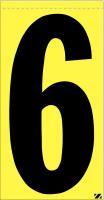 21JP05 Number Label, 6, Black/Yellow, PK 25