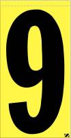 21JP08 Number Label, 9, Black/Yellow, PK 25