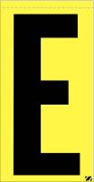 21JP13 Letter Label, E, Black/Yellow, PK 25