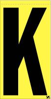 21JP19 Letter Label, K, Black/Yellow, PK 25