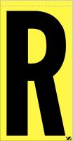 21JP26 Letter Label, R, Black/Yellow, PK 25