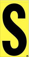 21JP27 Letter Label, S, Black/Yellow, PK 25