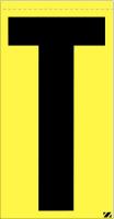 21JP28 Letter Label, T, Black/Yellow, PK 25