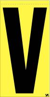 21JP30 Letter Label, V, Black/Yellow, PK 25