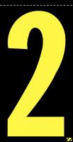 21JP37 Number Label, 2, Yellow/Black, PK 25