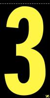 21JP38 Number Label, 3, Yellow/Black, PK 25