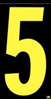 21JP40 Number Label, 5, Yellow/Black, PK 25