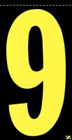 21JP44 Number Label, 9, Yellow/Black, PK 25