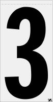21JP74 Number Label, 3, Black/Silver, PK 25