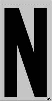 21JP94 Letter Label, N, Black/Silver, PK 25