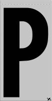 21JP96 Letter Label, P, Black/Silver, PK 25