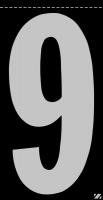 21JR17 Number Label, 9, Silver/Black, PK 25