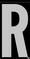21JR35 Letter Label, R, Silver/Black, PK 25