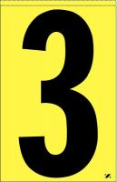 21JR47 Number Label, 3, Black/Yellow