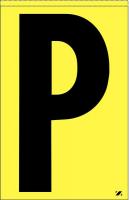 21JR69 Letter Label, P, Black/Yellow