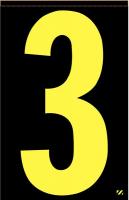 21JR83 Number Label, 3, Yellow/Black