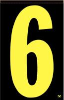 21JR86 Number Label, 6, Yellow/Black