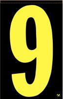 21JR89 Number Label, 9, Yellow/Black