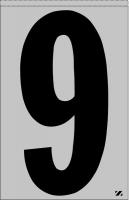 21JT26 Number Label, 9, Black/Silver