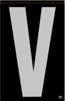 21JT84 Letter Label, V, Silver/Black