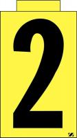 21JM55 Number Label, 2, Black/Yellow, PK 25