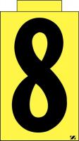 21JM61 Number Label, 8, Black/Yellow, PK 25