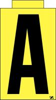 21JY36 Letter Label, A, Black/Yellow, PK 25