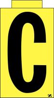 21JM65 Letter Label, C, Black/Yellow, PK 25