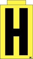 21JM70 Letter Label, H, Black/Yellow, PK 25