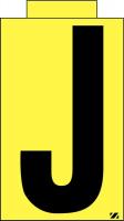 21JM72 Letter Label, J, Black/Yellow, PK 25