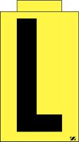 21JM74 Letter Label, L, Black/Yellow, PK 25