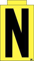 21JY49 Letter Label, N, Black/Yellow, PK 25