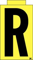 21JY53 Letter Label, R, Black/Yellow, PK 25