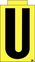 21JM83 Letter Label, U, Black/Yellow, PK 25