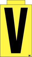 21JY57 Letter Label, V, Black/Yellow, PK 25