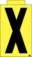 21JM86 Letter Label, X, Black/Yellow, PK 25