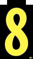 21JM97 Number Label, 8, Yellow/Black, PK 25