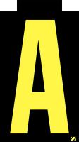 21JY72 Letter Label, A, Yellow/Black, PK 25