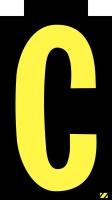 21JN02 Letter Label, C, Yellow/Black, PK 25