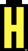 21JN07 Letter Label, H, Yellow/Black, PK 25