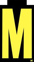 21JN12 Letter Label, M, Yellow/Black, PK 25