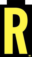 21JY89 Letter Label, R, Yellow/Black, PK 25
