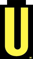 21JN20 Letter Label, U, Yellow/Black, PK 25