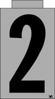21JU64 Number Label, 2, Black/Silver