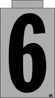 21JN32 Number Label, 6, Black/Silver, PK 25