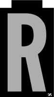 21JV26 Letter Label, R, Silver/Black