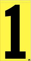 21JZ72 Number Label, 1, Black/Yellow, PK 25