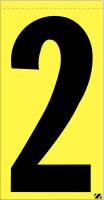 21JZ73 Number Label, 2, Black/Yellow, PK 25